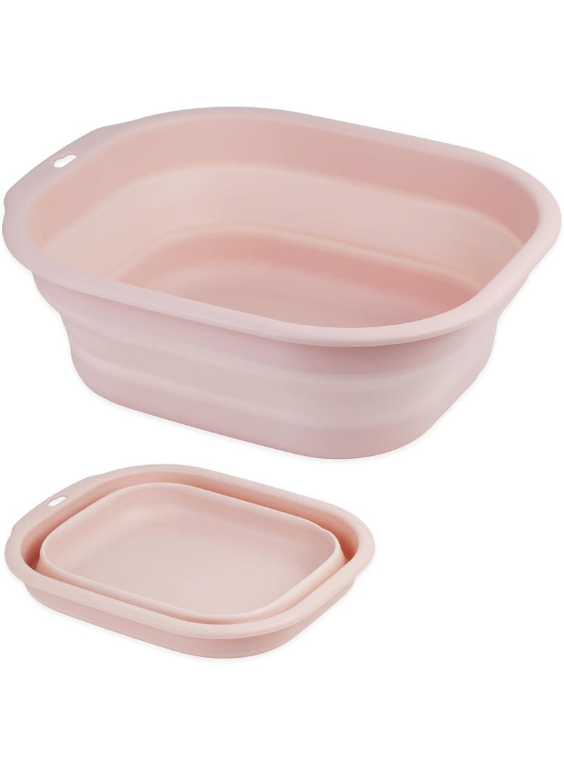 Arabest Collapsible Wash Basin Set of 2, Foldable Small Medium Size Wash Basin, Portable Plastic Basins for Laundry, Bottles, Travel, Camping (Pink) - Image 1